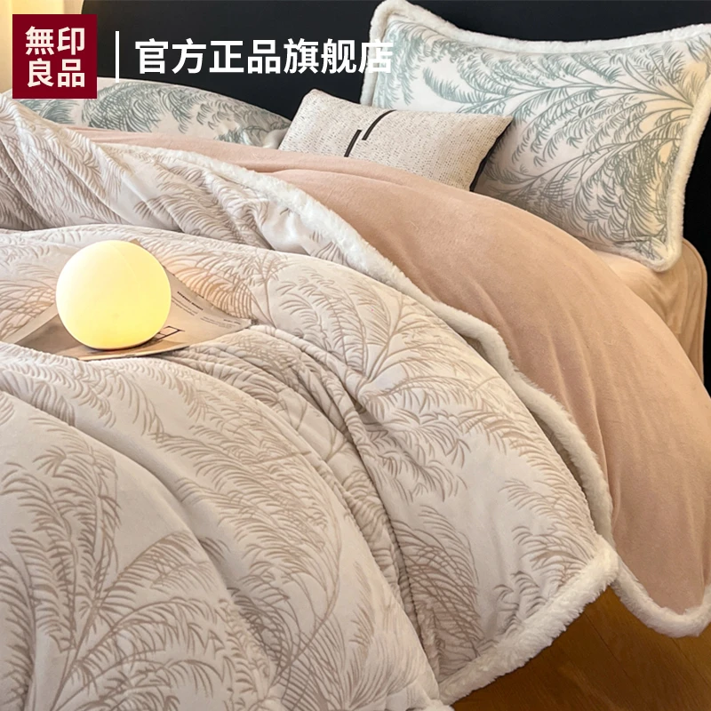 冬季加厚6D雕花绒！过冬神器牛奶绒兔兔绒包边加绒四件套