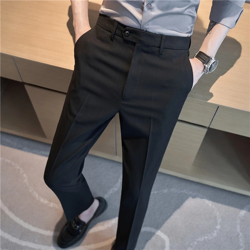 休闲西装裤春秋季商务正装韩版修身潮流小脚西裤男士垂感长裤百搭