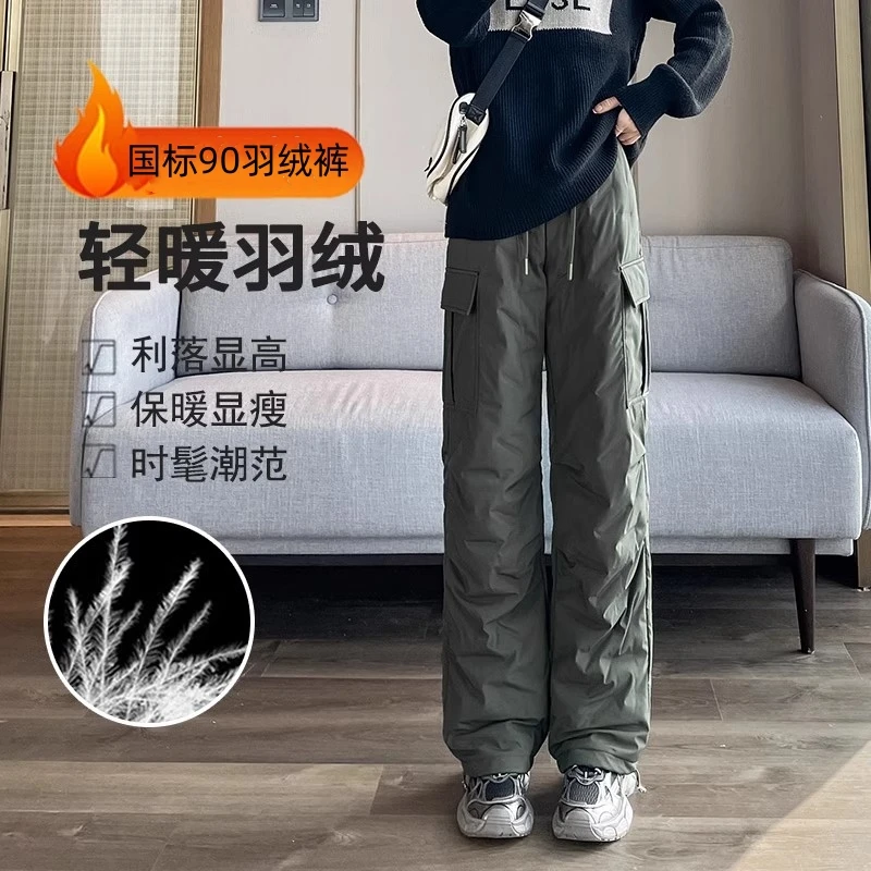 工装羽绒裤女冬季外穿2025新款防寒防风保暖冬季大棉裤