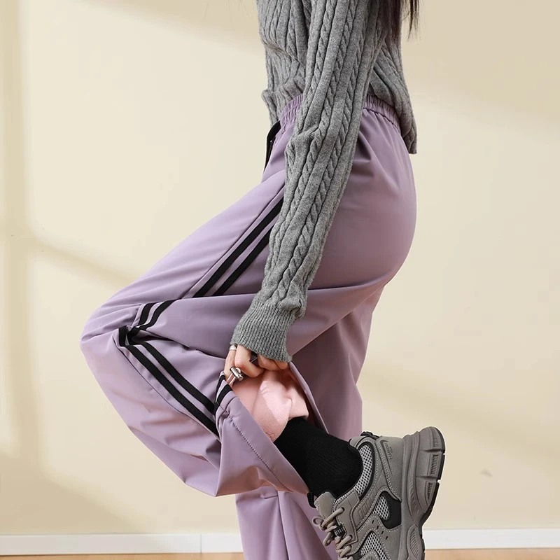 外穿冬季羽绒裤女2025新款宽松直筒运动加厚棉裤透气轻便运动裤