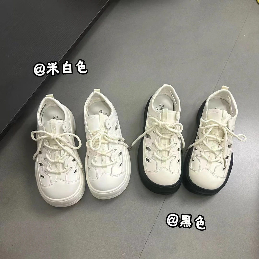 爆款户外镂空罗马凉鞋女2024夏季新款厚底包头沙滩大头溯溪鞋小众