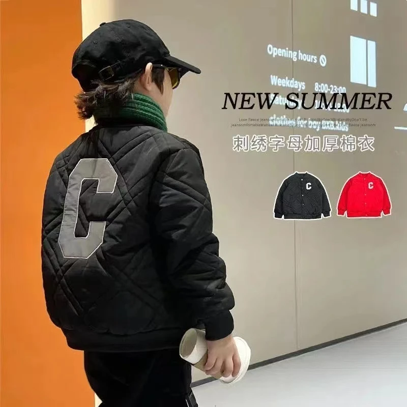 儿童棒球棉服中大童夹棉棒球服男童女童加厚夜光夹克外套春秋冬款