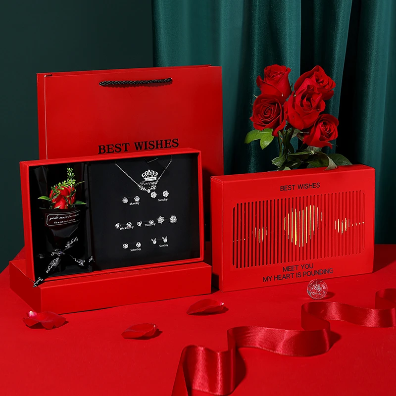 925银耳饰 一星期耳钉女纯银七对礼盒套装生日圣诞节礼物送女朋友