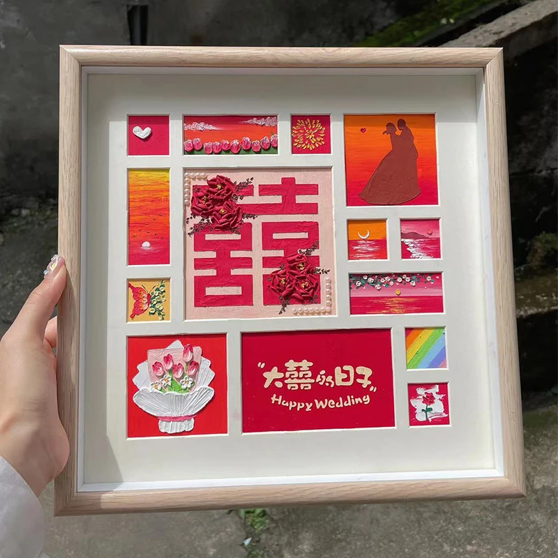 油画棒画订婚新婚礼物diy手工材料包送姐姐闺蜜新人礼品成品定制