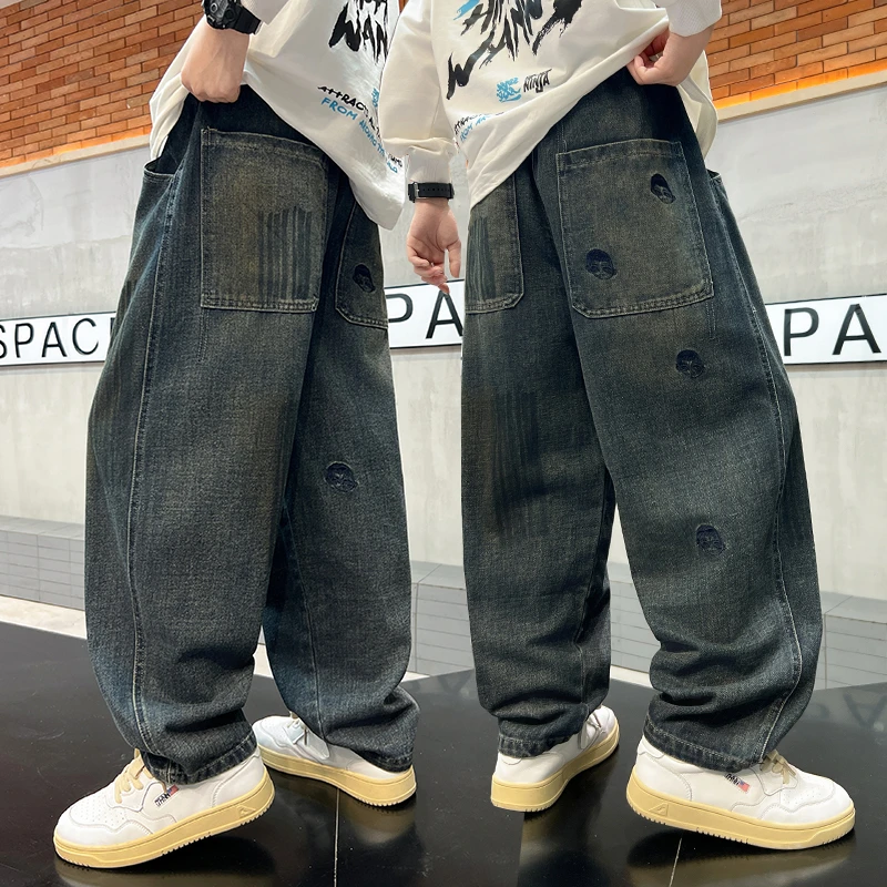 2024男童中大童牛仔裤时尚洋气8潮牌10痞帅9岁男孩休闲长裤子外穿
