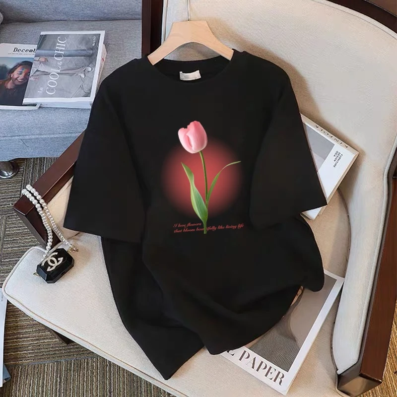 纯棉T恤女短袖2025年夏装新款宽松慵懒风设计感百搭休闲半袖体恤