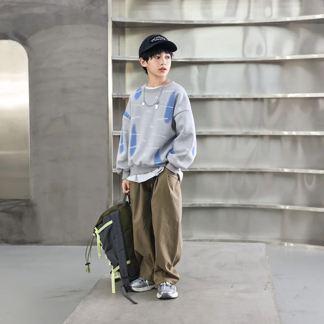 DIDIBABA/滴滴巴巴品牌童装儿童宽松时尚中大童撞色卫衣BA5205