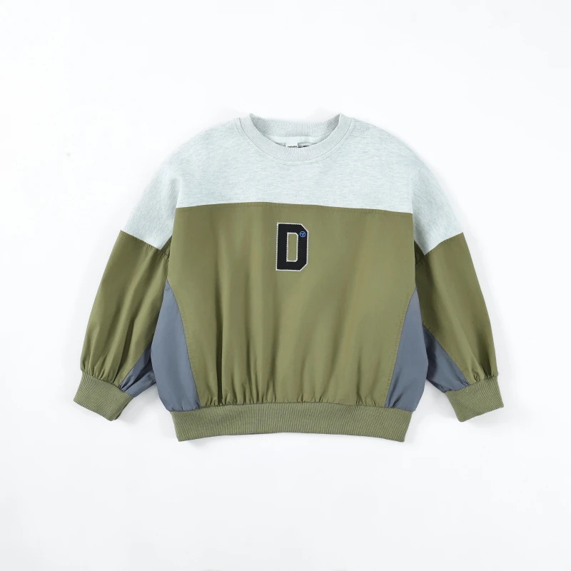 DIDIBABA/滴滴巴巴童装男女童圆领拼色设计款中大童卫衣BA5127