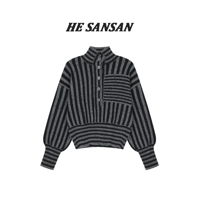 【SANSAN】气质百搭高奢条纹设计款时尚套头上衣DY-4196