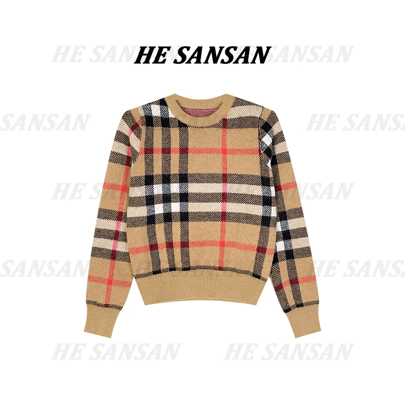 【SANSAN】气质经典格子长袖套头上衣DY-1553