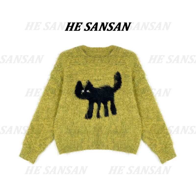 【SANSAN】气质猫咪休闲时尚慵懒风保暖上衣DY-1707
