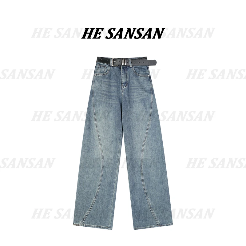 【SANSAN】（配腰带）休闲百搭高腰时尚简约牛仔裤DY-4028