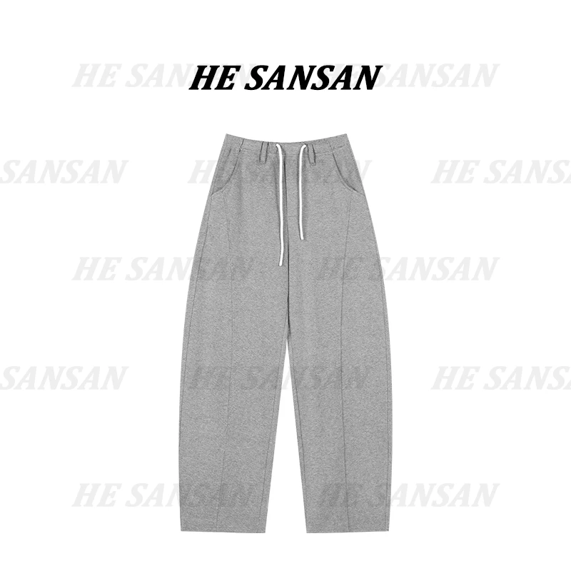 【SANSAN】百搭气质高腰显瘦抽身灰色裤子休闲裤DY-4045