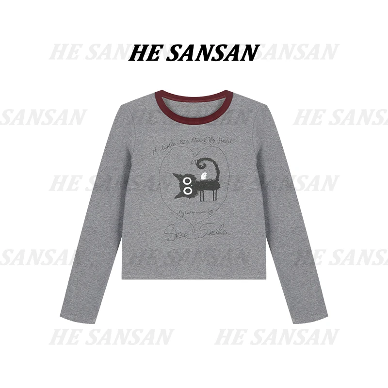 【SANSAN】”花脸猫“百搭长袖轻奢套头长袖上衣DY-3912