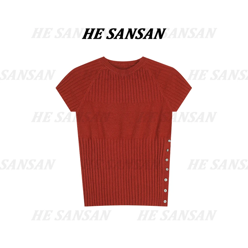 【SANSAN】极简气质减龄百搭轻奢短袖上衣DY-3627