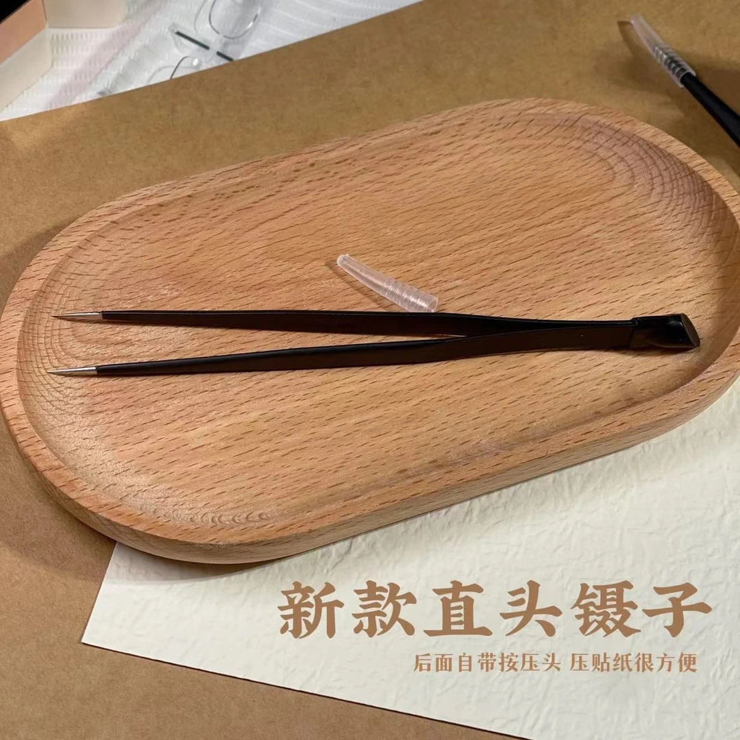 新款硅胶压棒直头镊子美甲工具镶钻取钻工具