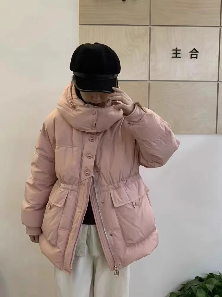 三粒扣连帽收腰显瘦鸭绒服短款时尚女装冬鸭绒新款
