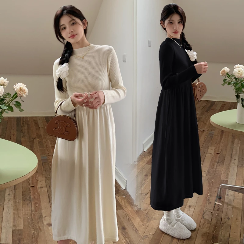 半高领显瘦针织孕妇连衣裙长短款加厚内搭打底裙子小个子内搭秋冬