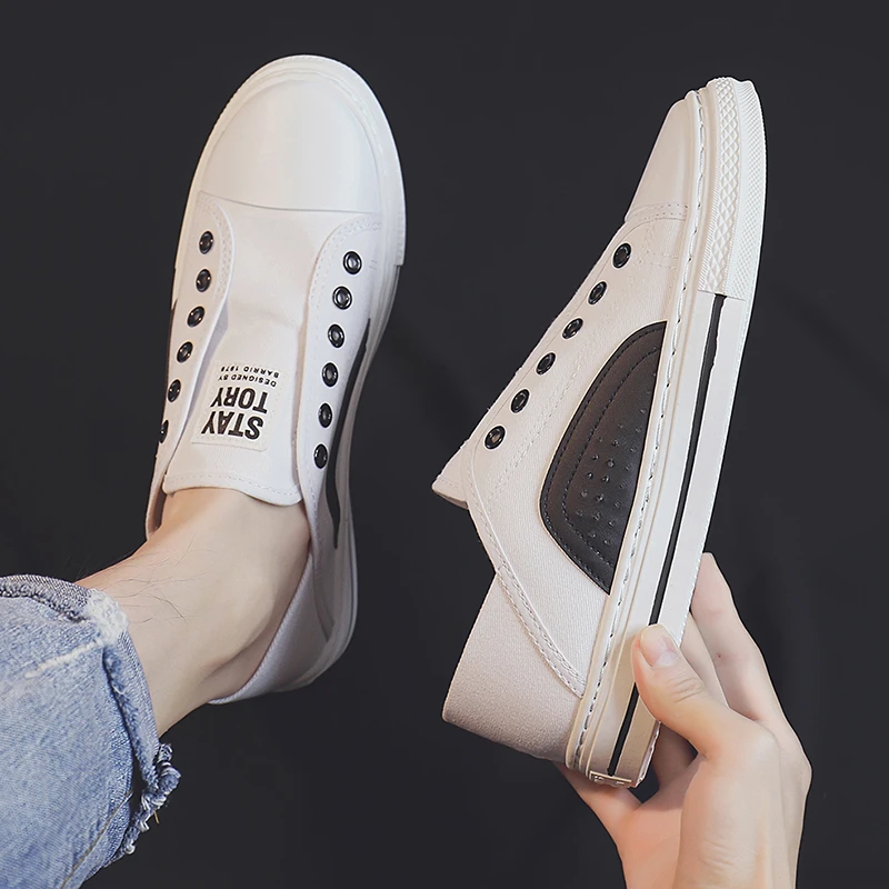 老北京布鞋男鞋夏季透气百搭一脚蹬男士开车小白懒人帆布鞋潮鞋子