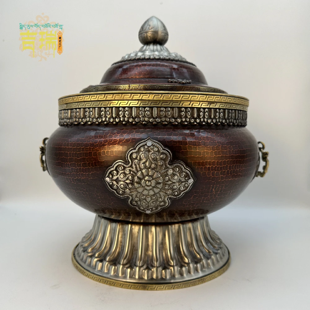 吉瑞少数民族藏式带耳糌粑盒民族用品摆件工艺品
