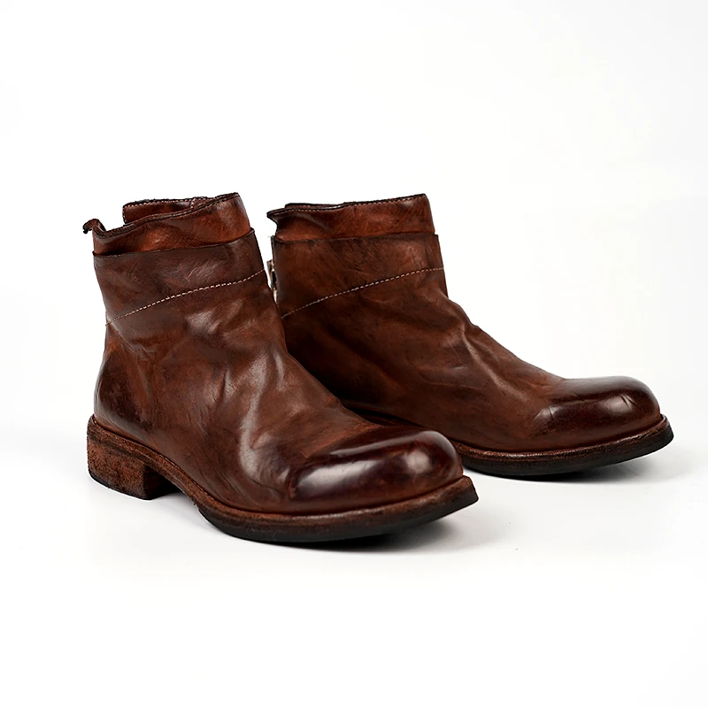 【西部印像】（美式复古）手工皮具意大利固特异后拉链切尔西-373-5