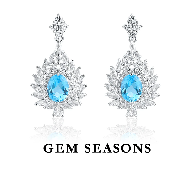 GEM SEASONS天然托帕石耳坠 繁华晶簇设计款耳饰奢华豪华天使之翼