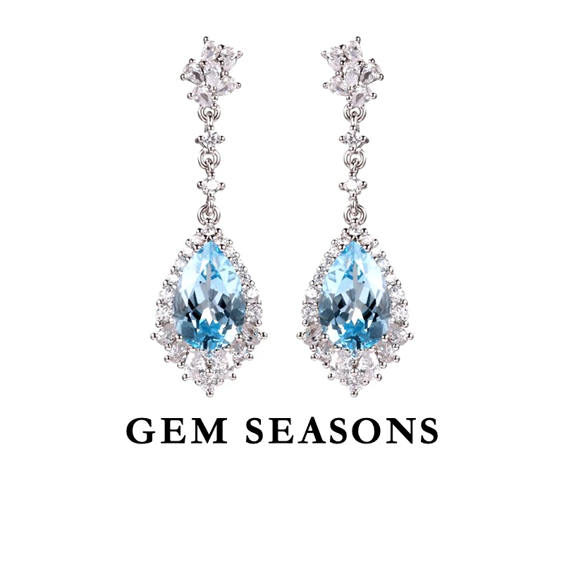 GEM SEASONS天然托帕石耳坠【鉴定证书】精致设计师长款轻奢豪华