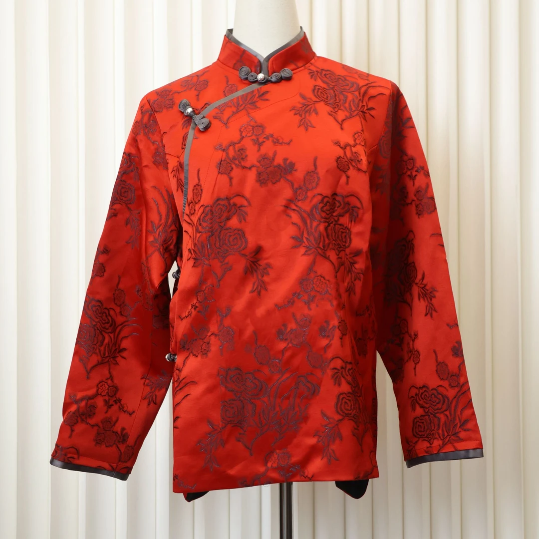 藏式外套2024秋冬季新款藏族服装女款红色上衣西藏服