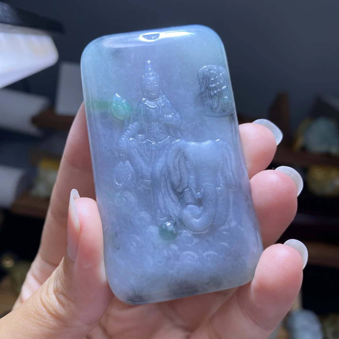 天然缅甸翡翠a货普贤菩萨