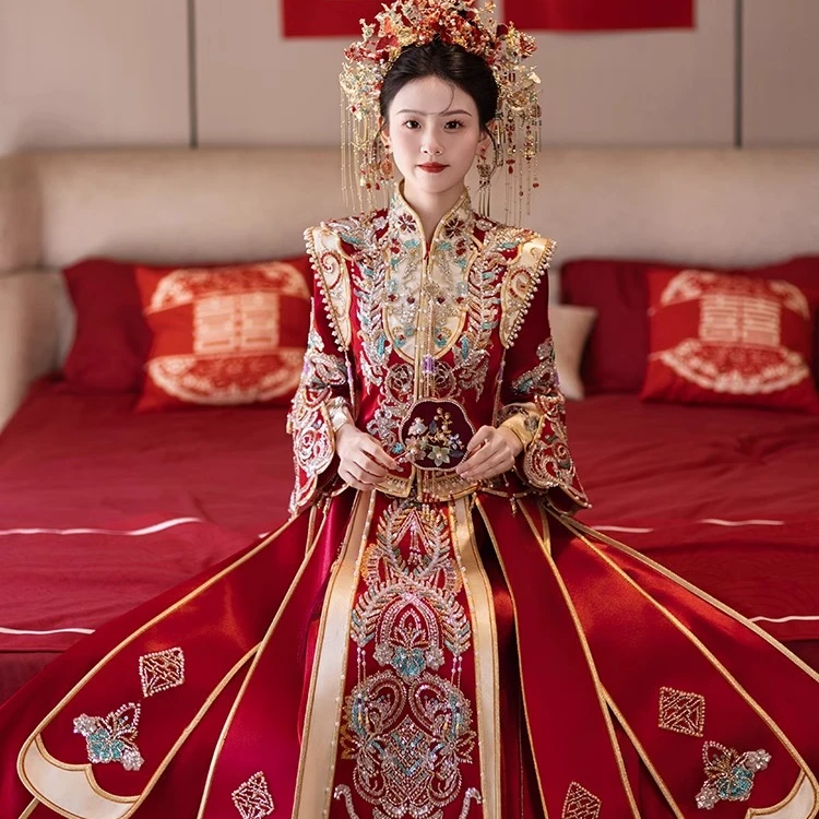 【断码M码】秀禾服2024新款新娘结婚嫁衣中式敬酒服冬重工秀和婚服