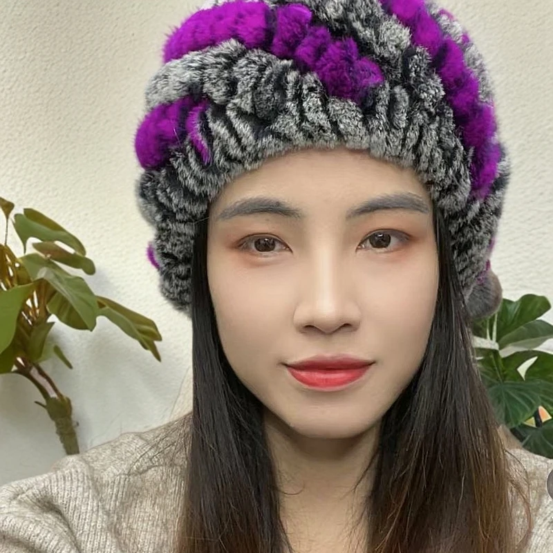 01中老年獭兔毛皮草帽子冬天爸爸妈妈包头帽加厚保暖爷爷奶奶帽