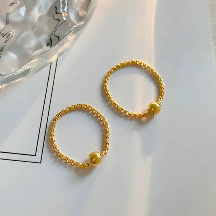 钛钢戒指 不掉色气质时尚小众百搭个性轻奢链条戒指 J-625