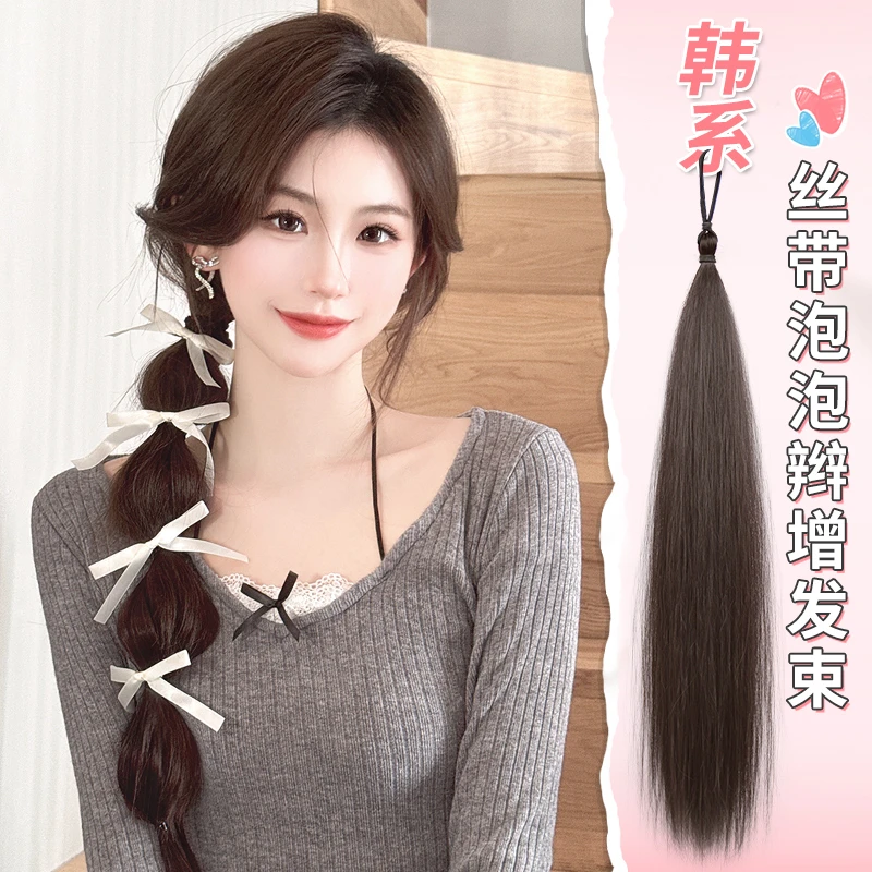 假发辫子女丝带泡泡假发辫增发量发束编发神器芭蕾风麻花辫侧马尾