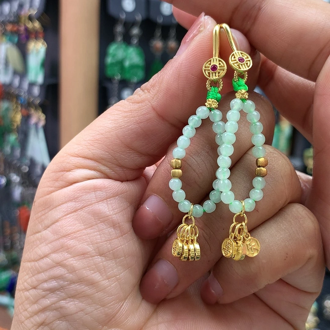 【闪购商品】翡翠耳饰银S925镶嵌耳坠