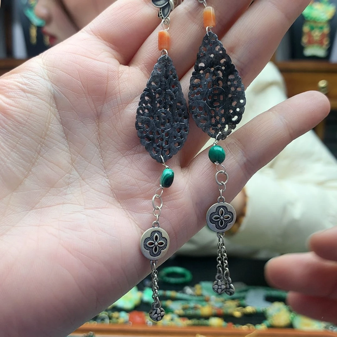 【闪购商品】翡翠耳饰银S925镶嵌云****6