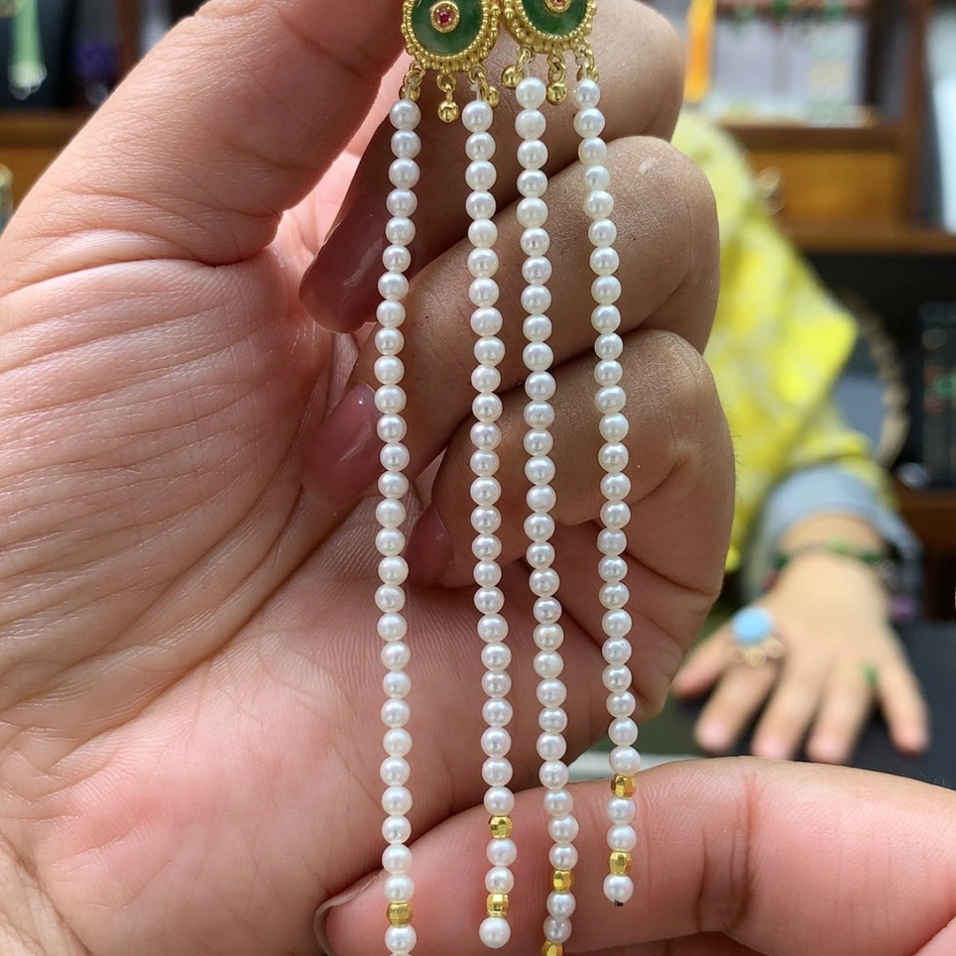 【闪购商品】翡翠耳饰银S925镶嵌耳坠