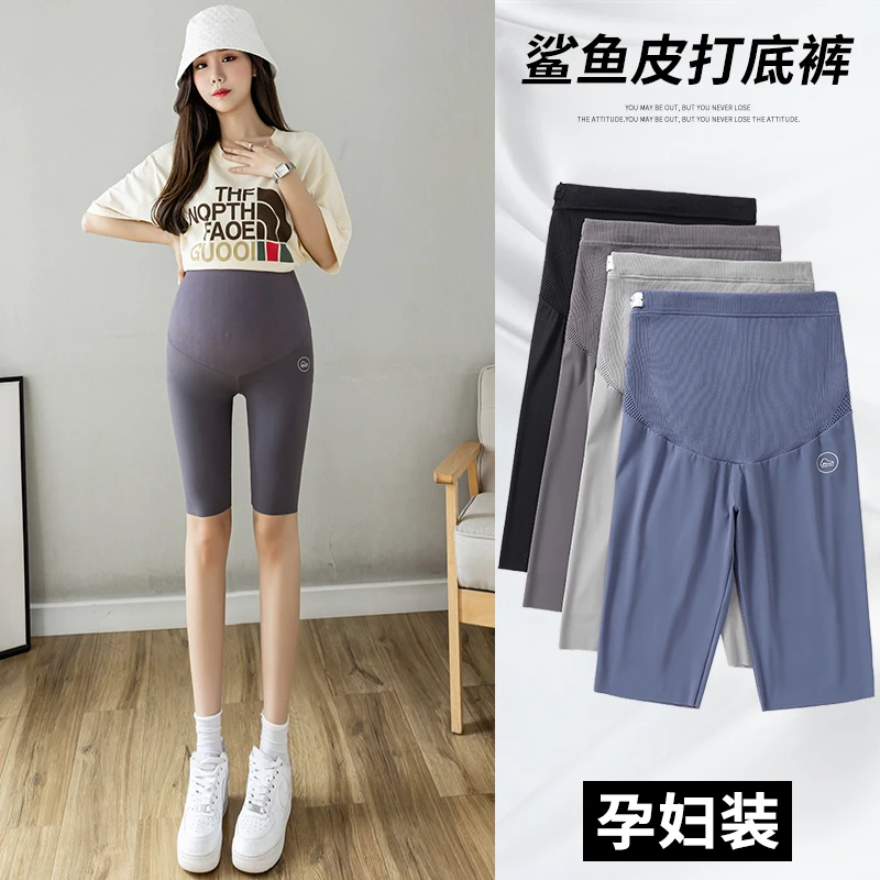 孕妇裤夏季薄款外穿短裤鲨鱼皮裤五分安全裤打底裤芭比瑜伽裤夏装
