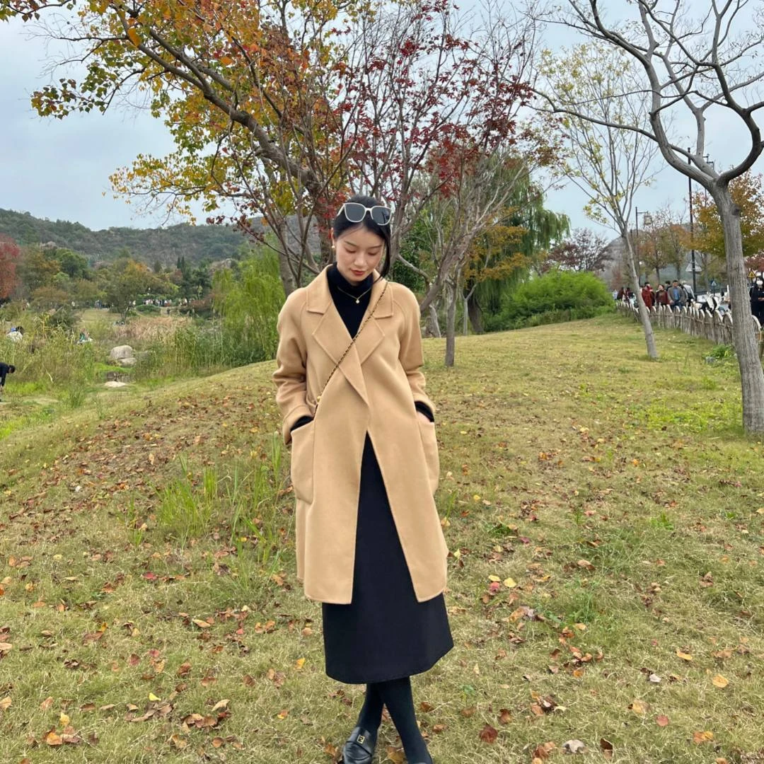 镇店之宝2.0 小个子大口袋中长款显瘦双面呢羊毛大衣2- YZ21865