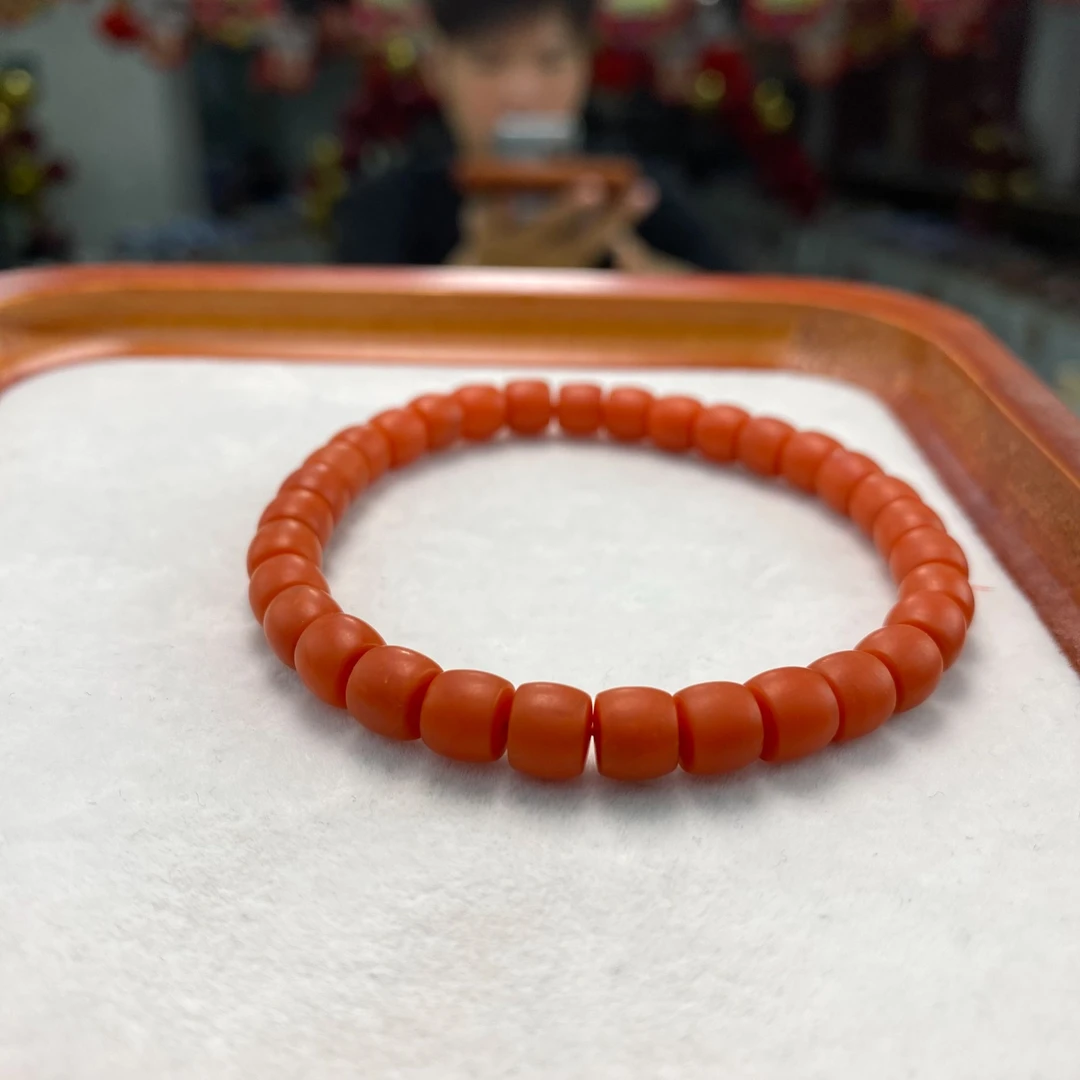 【小刘南红】保山南红（锦红云端）哑光直切单圈  8mm 多样性发一