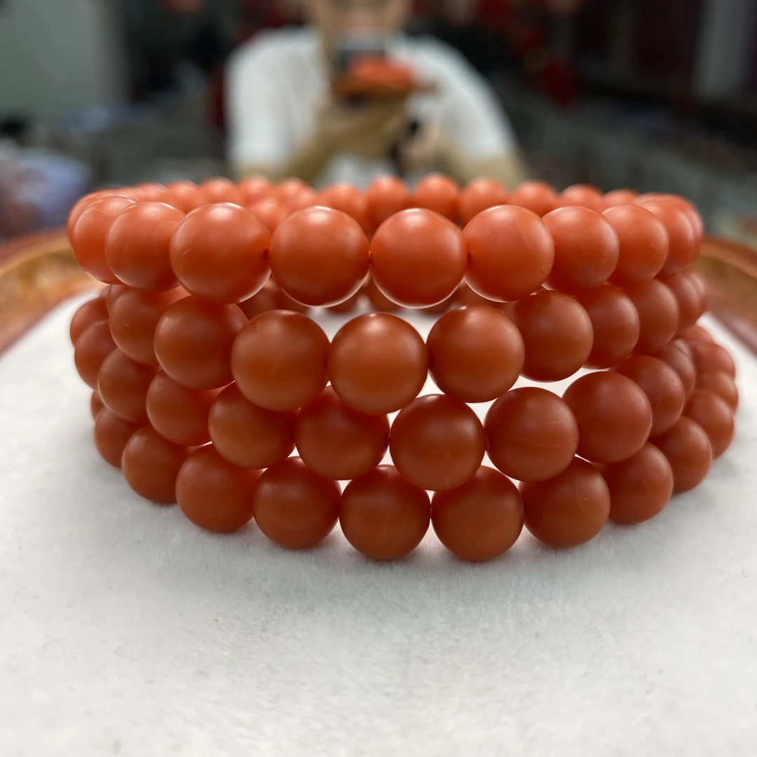 【小刘南红】保山南红（云端5A）哑光圆珠云端多圈9mm多样性发一