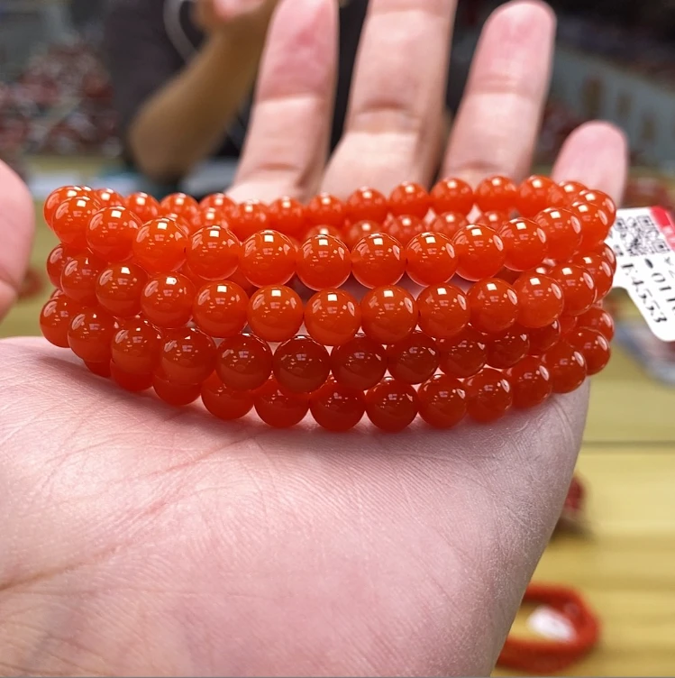 【小刘南红】保山南红（典藏）滴水洞圆珠珠链 6mm+ 多样性发货