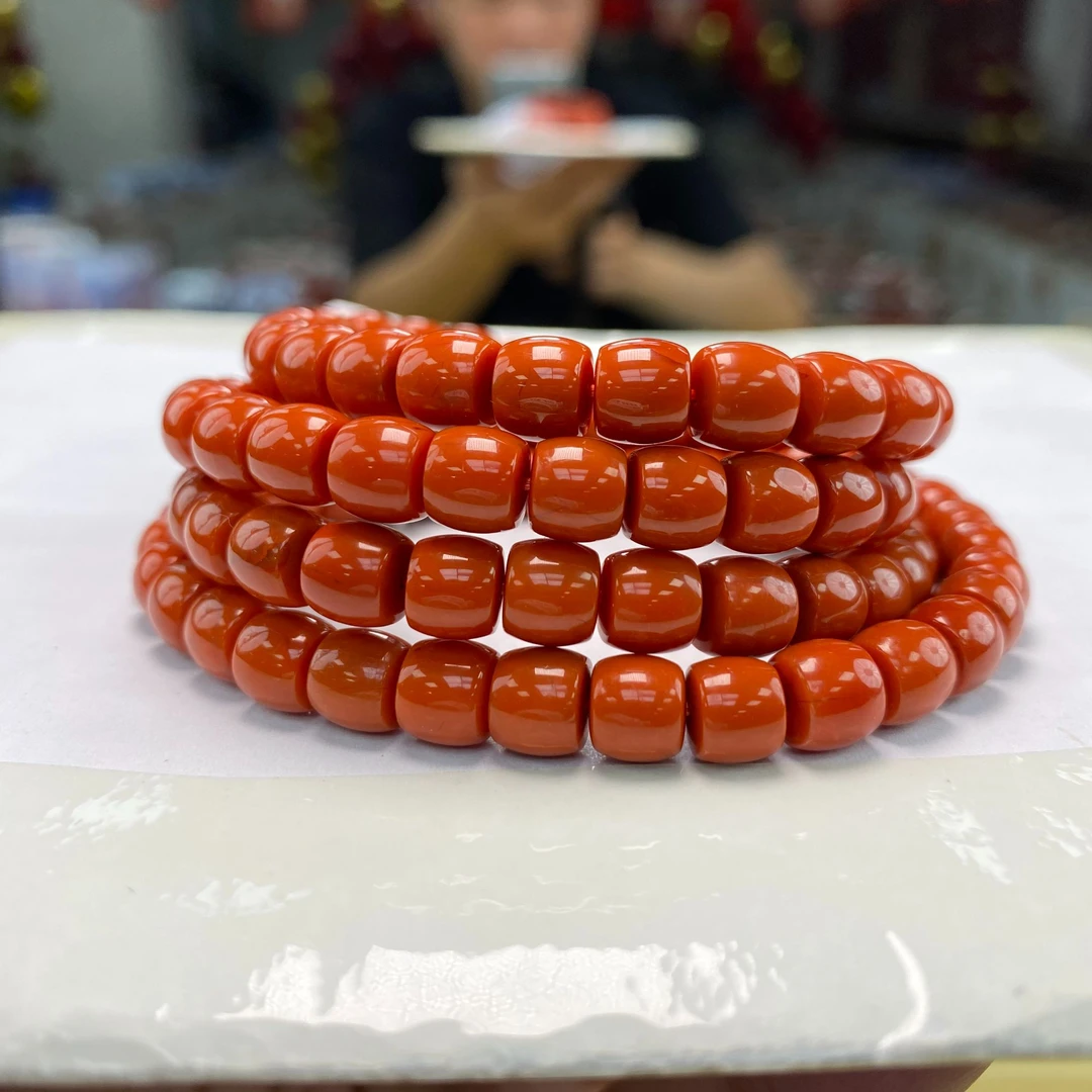 【小刘南红】保山南红精工直切云端珠链  7mm       多样性发一