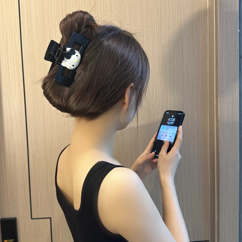 hellokitty鲨鱼夹凯蒂猫抓夹后脑勺y2k可爱夏天百搭气质时尚黑色