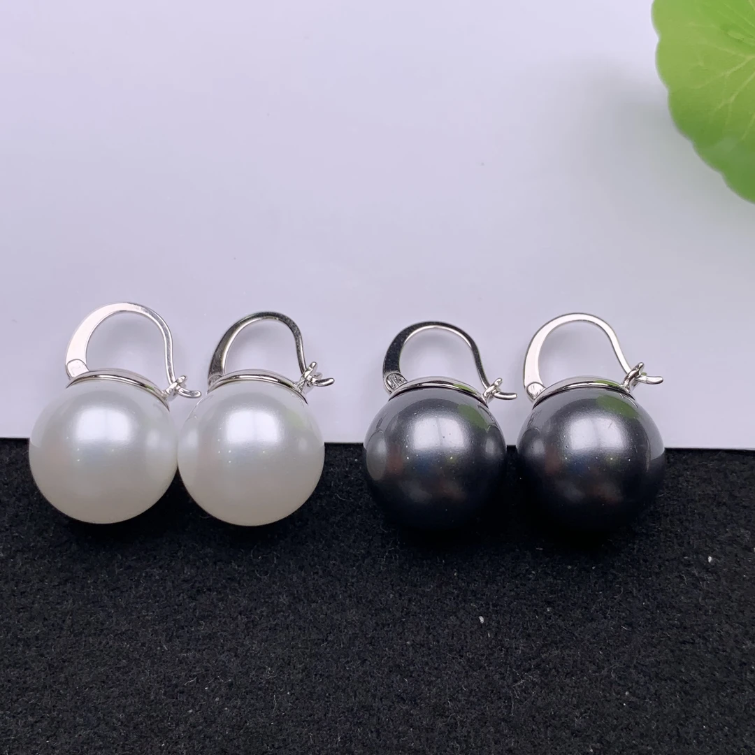 925银耳饰 简约轻奢镶贝珠圆形耳扣精美小众时尚百搭多样性发其一