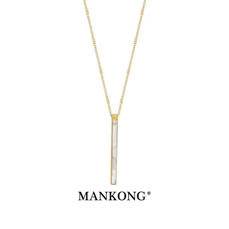 钛钢项链 冷淡风白母贝气质吊坠项链女款简约时尚小众设计ins颈链