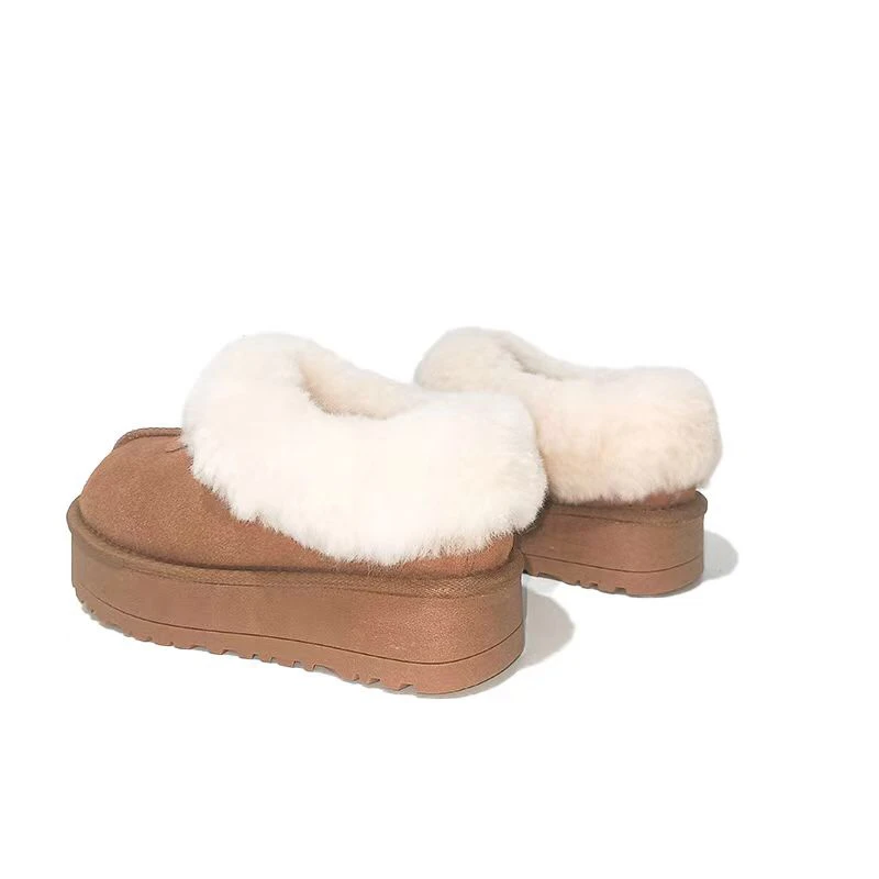 塔茨特雪地靴女冬季2024年新款皮毛一体保暖增高厚底低帮短棉鞋