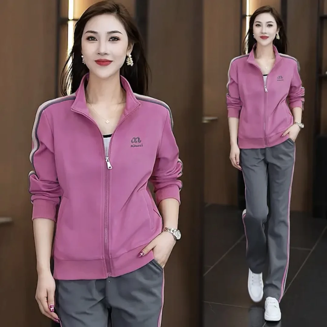 春秋季2024新款女装宽松洋气显瘦减龄时尚两件套韩版休闲运动套装