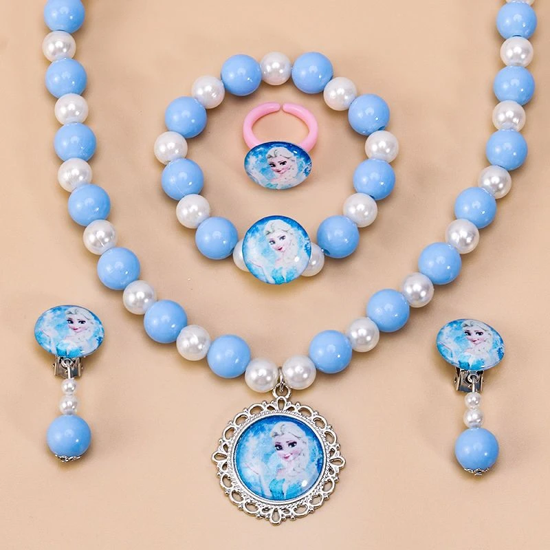 儿童项链手链冰雪爱莎公主饰品宝宝卡通首饰女童无洞耳环新款礼物
