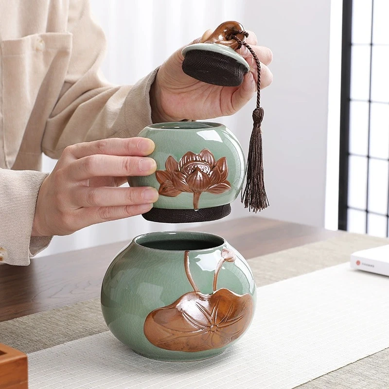 【陶享】哥窑茶叶罐葫芦陶瓷密封罐中式茶叶罐便携家用茶盒茶罐