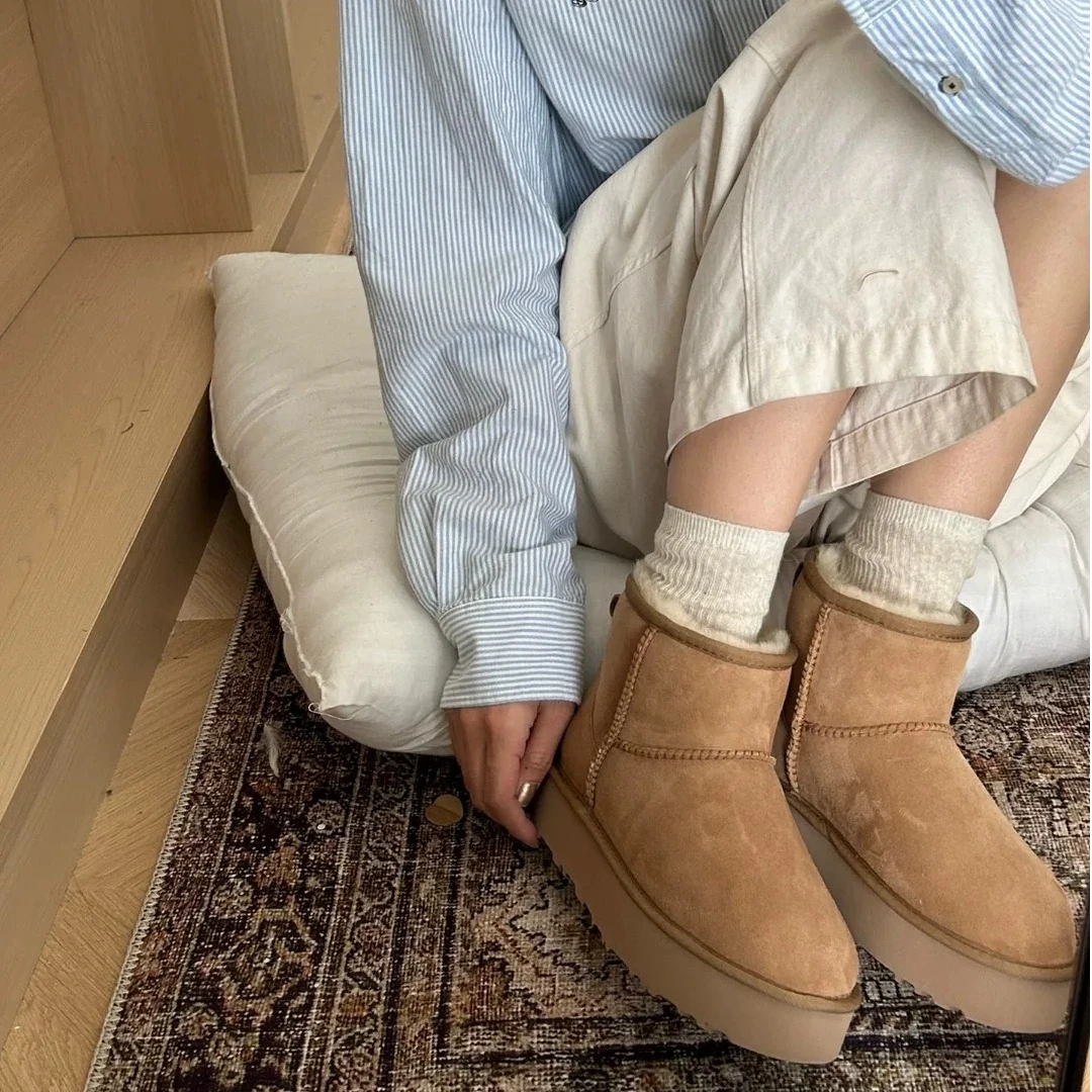 伊伊家【厚底5854】W/1016222厚底经典款5854短筒雪地靴增高4公分